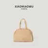 Bolsa Boston Bowling Casual Versátil Feminina Coreana Transfronteiriça Outono/Inverno Nova Retro Camurça Bolsa de Mão para o Dia a Dia