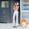 Pantalones de Chándal Naranja Infantil # Color Sólido Casual Forrados de Felpa Acampanados con Cordón para Mujer, Corte Delgado, Favorecedores, Caída Suelta, Versátiles, Pantalones de Largo Completo.