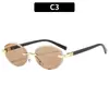 Gafas de Sol Ovaladas Sin Marco Estilo Callejero Retro Y2K Versátiles Moda Europea y Americana Protección Solar para Exteriores Gafas de Sol Transfronterizas