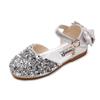 Sandálias para meninas com strass e cristal para meninas, sapatos de dança brilhantes para performance, sapatos infantis grandes