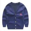 Roupas infantis escolher tamanho cardigã de outono para meninos camada única bordado veado botão diagonal manga longa suéter de comércio exterior