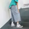 Shorts Jeans Masculino Verão Estilo Hong Kong Soltos Retos Tendência Marca Fashionável Perna Larga Plus Size Calças Capri Roupa de Trabalho Calças Versáteis