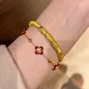 Pulsera Roja de Año Nuevo de Plata de Ley S925 con Ojo de Gato y Trébol de Cuatro Hojas Cortado con Láser CNC, Joyería de Diseño de Lujo Ligero, Moderna y Versátil
