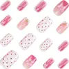 Arte de uñas popular de estilo corto y lindo transfronterizo con flores 3D, perlas y lunares, diseñado para realzar la belleza natural de tus uñas
