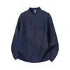 Camisa para hombre G-stone con cuello mao, tapeta de botones completa, color liso, estilo básico, corte holgado, para hombres jóvenes