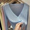 Cardigan de malha Verão Fino Decote Em V Branco Seda Gelo Início Do Outono Chanel Estilo Protetor Solar Jaqueta Curta Top