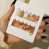 Set de Aretes Metálicos de Corazón Geométrico con Borlas Estilo Coreano, Aretes Vintage con Pedrería, Aretes de Aro en Forma de C