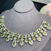 Colar de Peridoto Natural, Inlaid em Prata 925, Galvanizado em Ouro Branco Prata 925, Tamanho da Pedra Principal 4*6mm,