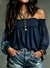 Otoño/Invierno 2026 Nuevo Moda Transfronteriza Amazon Wish Moda Femenina Europea y Americana Color Sólido Hombros Descubiertos Casual Fruncido Blusa Camisa