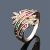 Amazon Moda Europea y Americana Anillos Personalizados de Cobre Colorido con Circonita Joyería para Mujer Chapada en Oro Transfronteriza Venta al por Mayor