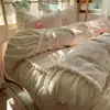 Nuevo Juego de Cama de Cuatro Piezas de Leche Gruesa Tallada Invierno Coral Fleece Franela Sábana Funda Nórdica Ropa de Cama