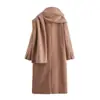 Comércio Exterior Europeu e Americano Transfronteiriço Roupas Femininas Aliexpress Popular Outono e Inverno Novo Gola Cachecol Casaco de Lã Estendido