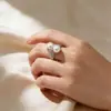 Anel Retrô Europeu e Americano Artesanal, Nova Versão de Davi Pérola Bicolor, Exclusivo para E-commerce Transfronteiriço, Aa Anel Vintage