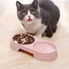 Tazón ovalado de paja de trigo para mascotas de doble compartimento, para utensilios de alimentación de gatos y perros, tazón de doble propósito para arroz, suministros para mascotas