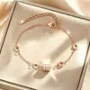 Moda Europeia e Americana Pulseira de Aço Titânio Feminina de Alta Qualidade Luxo Leve Ins Diamante Cintura Pequena Simples Personalizada Pulseira Joia de Mão