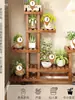 Estante de Flores de Madera Maciza Anticorrosión para Balcón Sala de Estar Multicapa de Pie Móvil Maceta para Suculentas Estante de Almacenamiento de Plantas Escalada para Gatos