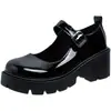 Zapatos de Cuero con Punta Redonda para Mujer, Temporada de Primavera, Estilo Británico, Inspirados en Chanel, Estilo Uniforme JK Japonés, Suela Gruesa, Zapatos Mary Jane con una Sola Correa