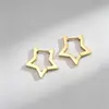 Pendientes de Acero Inoxidable Ecológicos Europeos y Americanos, Pendientes Dorados Brillantes de Estrella de Cinco Puntas para Mujer, Lujo Ligero, Sensación de Alta Gama, Pendientes que No se Desvanecen