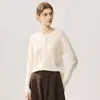 Nuevo Cárdigan de Punto Redondo de Lana Pura Otoño/Invierno 2026 Manga Larga Color Sólido con Bolsillo y Dobladillo Enrollado Ajuste Holgado Suéter de Lana para Mujer