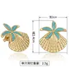 Brincos de Tarraxa de Aço Inoxidável com Formato de Estrela do Mar e Concha Moda de Verão Estilo Praia Brincos Coloridos com Óleo Gotejado Acessórios de Brincos para Mulheres