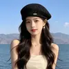 Boina delgada transpirable calada de primavera y verano que hace que la cara se vea más pequeña, sombrero de artista de moda versátil y elegante estilo japonés para mujer