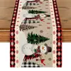Toalha de mesa de Natal transfronteiriça nova linho impressão criativa boneco de neve velho tapete de mesa atmosfera decorações de mesa de Natal