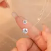 Collar de Hilo de Pescar Transparente Damila para Mujer Cadena para Clavícula de Plata de Ley S925 Moissanita Lujo Ligero Versátil Zirconio Lágrimas de Sirena
