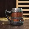 Taza de barril de madera grande transfronteriza directa de fábrica Taza de cerveza de dragón extraño europeo Taza de taza hecha a mano con estatua de dragón malvado occidental
