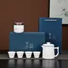 Set de Té de Jade Estilo Chino de Alta Gama Cerámica Una Tetera Cuatro Tazas Evento de Reunión Anual de Empresa Regalo de Negocio