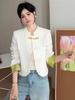 Abrigo estilo nacional chino para mujer, primavera 2024, manga larga, elegante, combinable, holgado, informal, con cuello alto, traje pequeño
