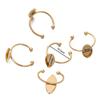 Base de anillo de acero inoxidable chapada en oro de 18 quilates con forma de estrella de cinco puntas y forma de gota de agua de amor, soporte para cuentas de perlas adhesivas, accesorios de joyería hechos a mano