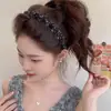 Faixa de Cabelo Ondulada de Lã Colorida com Temperamento de Primavera, Acessório de Cabelo Fofo para Mulheres com Testas Altas, Faixa de Cabelo para Lavar o Rosto, Presilha de Cabelo