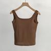 Nuevo Estilo Cómodo Chaleco Interior con Almohadilla en el Pecho Rosca para Mujer Push-up Copa de Látex Combinable Cuello Redondo Sin Mangas Ropa Interior Básica