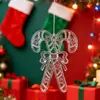 Decoración Navideña Muletas de Cristal de Doble Cabeza Decoración para Árbol de Navidad Adornos Colgantes con Reno Navideño Decoración de Papá Noel
