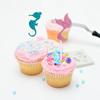 Sereia feliz aniversário bolo plug-in cartão de inserção decoração suprimentos festa de cozimento decoração bandeira inserção terno atacado