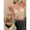 Top Sexy Estilo Pura Lujuria para Verano con Almohadillas para el Busto, Encaje de Una Pieza Espalda Hermosa, Ropa Interior y Ropa Exterior Chaleco Hueco de Tirantes para Chica Caliente