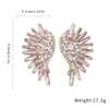 Aretes de Aguja Plateada con Alas Incrustadas de Diamantes y Diseño de Grano de Arroz, Estilo Europeo y Americano, Aretes de Botón Exquisitos y de Moda, Aretes de Temperamento Exagerado de Alta Gama, Venta al por Mayor