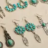 En stock en fábrica pendientes turquesa estilo étnico pendientes transfronterizos conjunto pendientes étnicos bohemios retro europeos y americanos