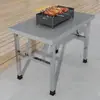 Soporte Plegable de Acero Inoxidable para Mesa para Venta Ambulante, Mesa de Comedor Gruesa Simple para Negocio de Barbacoa Comercial, Mesa Cuadrada Portátil