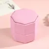 Caja de joyería octagonal de PU lujosa y de alta gama, diseño simple de dos partes, caja de almacenamiento para pendientes y anillos, caja de regalo para exhibición de joyas