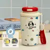 Nova caneca térmica e que mantém o frio, design de maçã arco-íris com ponto vermelho, um presente para meninas, portátil para uso ao ar livre, caneca de café estilosa para estudantes
