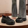 Zapatos Pequeños de Cuero Estilo Británico Retro de Moda para Mujer Nuevos Primavera y Verano 2025 Zapatos Pequeños de Cuero Versátiles con Cordones de Suela Gruesa para Mujer
