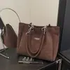 Bolsa Tote Estampa de Leopardo para Mulheres, Grande Capacidade, Nova Bolsa de Ombro Versátil de Camurça Outono e Inverno, Bolsa Tote para Aula de Estudante