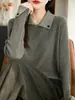 Solapa de Lana Fina Mangas Largas, Estilo Básico de Ropa de Trabajo, Tejido Delicado Agradable a la Piel, Suéteres Versátiles para Otoño e Invierno Venta al por Mayor