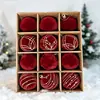 Nuevo Set de Bolas de Navidad de Terciopelo Flocado de Gama Alta con Pedrería de Colores, Bolas de Navidad Flocadas de 4 cm, Bolas de Plástico Pintadas, Bolas de Navidad 1