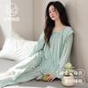 Pijama con Almohadillas para el Pecho para Mujer, Primavera y Otoño Algodón Puro Manga Larga Otoño Algodón Puro Delgado Madres de Mediana Edad Ropa de Casa de Gama Alta