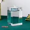 Suporte de Velas Quadrado de Cristal de Luxo Nórdico Decoração Adereço para Jantar Romântico com Velas Suporte de Velas Decoração de Mesa
