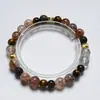 [Seda Marrón Brillante] Pulsera de Cristal Natural Súper Siete Negro Dorado para Mujer Más Fácil de Combinar Regalo Pulsera de Cristal Blanco Venta al por Mayor