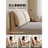 Cama de Madera Estilo Retro Kadeli con Orejas Cama Doble Francesa Dormitorio Principal Borde al Ras Apartamento Pequeño Tela Lavable Cama