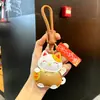Novo Chaveiro de Gato da Sorte em Couro Cartoon, Pingente de Chaveiro de Bolsa Atrai-Dinheiro, Presente de Ano Novo Atacado